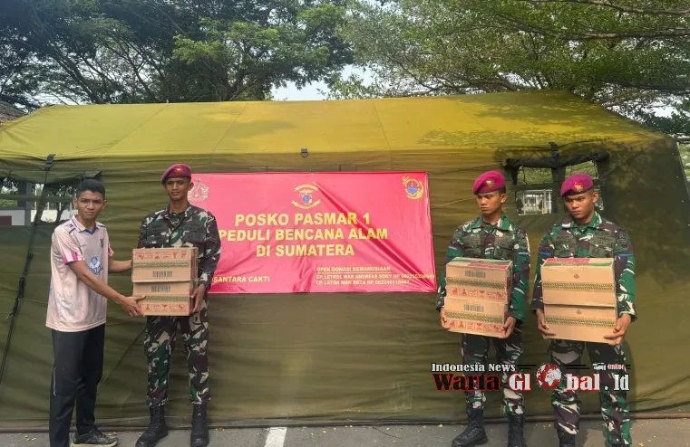 Pasmar 1 Dirikan Posko Bantuan Kemanusiaan untuk Bancana Alam di Sumatera