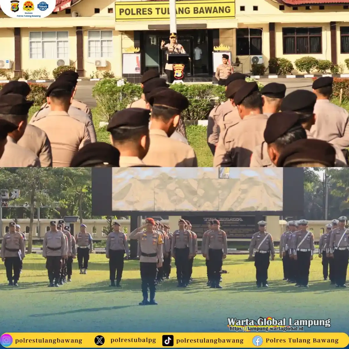 Kapolres tulang bawang pimpin apel jam pimpin nan, tekankan di siplin dan solidaritas jelang tugas Kamtibmas