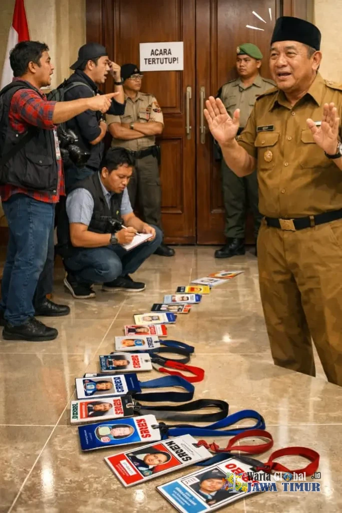 Akses Liputan Dibatasi, Wartawan Lakukan Protes Simbolik Taruh Kartu Pers di Lantai; PLT Bupati Minta Maaf dan Janji Evaluasi