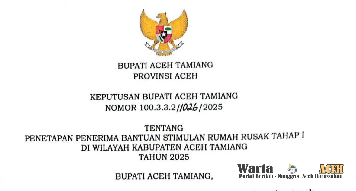 Bupati Aceh Tamiang Tetapkan Penerima Bantuan Stimulan Rumah Rusak Tahap I, Pastikan Pendataan Terus Berlanjut