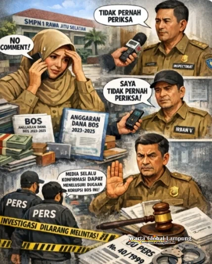 Bendahara SMPN 1 Rawa Jitu Selatan Diduga Berikan Keterangan Palsu Saat Wartawan Konfirmasi.