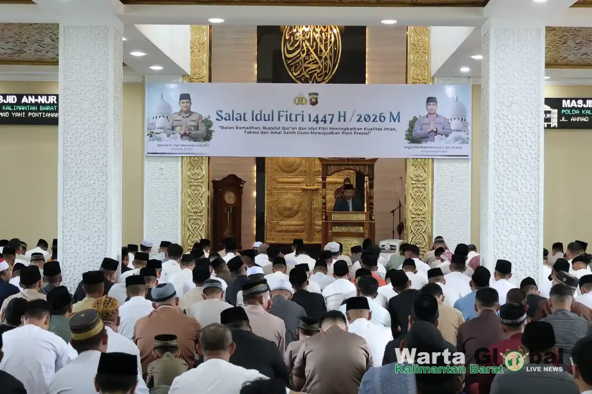 Ratusan Jemaah Padati Masjid An-Nur Polda Kalbar, Perayaan Idulfitri 1447 H Berlangsung Khidmat