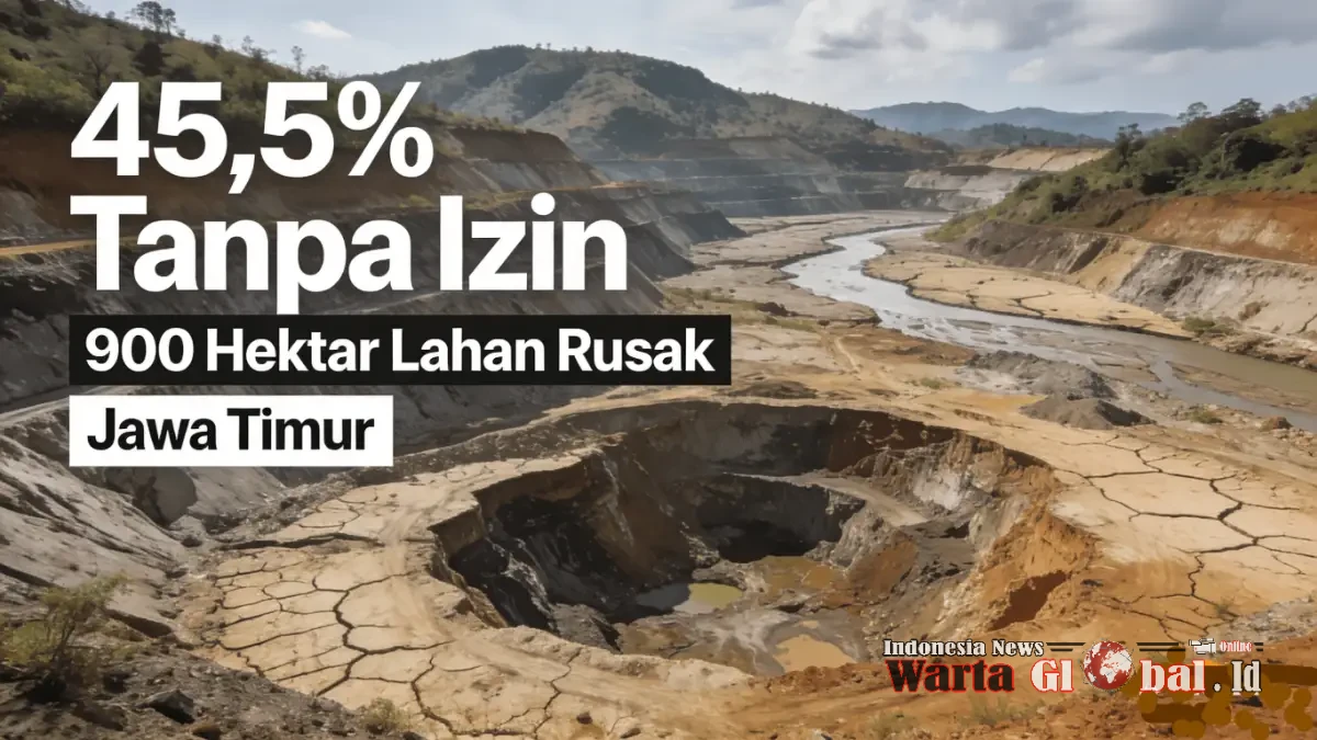 Data Polda Jatim,Hampir Separuh Tambang di Jatim Tak Punya Izin, 900 Hektar Lahan Rusak akibat tambang liar.
