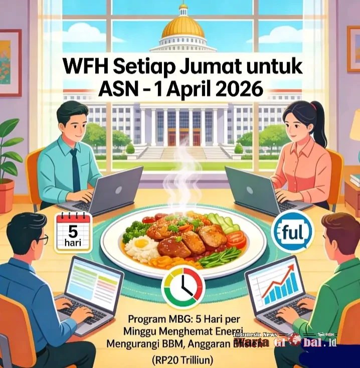 Pemerintah Terapkan WFH Jumat & Pangkas MBG ke 5 Hari, Target Hemat Rp26,2 Triliun