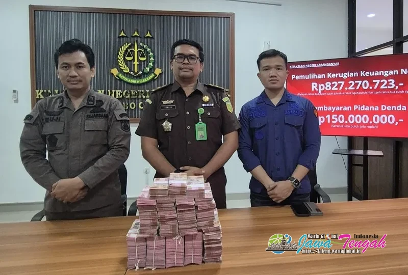 Tuntaskan Eksekusi Kasus Alkes, Kejari Karanganyar Setorkan Kerugian Negara Hampir Rp 1 Miliar ke Kas Negara