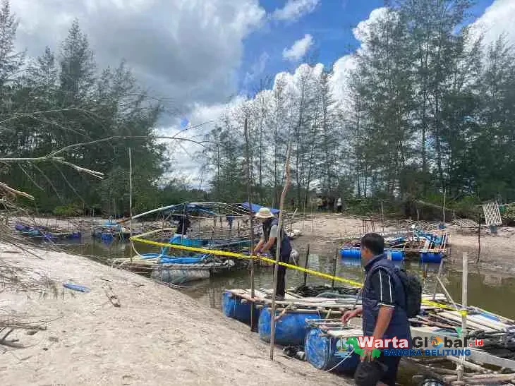 Tim Gabungan Polres Belitung Tertibkan Tambang Timah Ilegal Di Perairan Laut Dusun Ulim Membalong