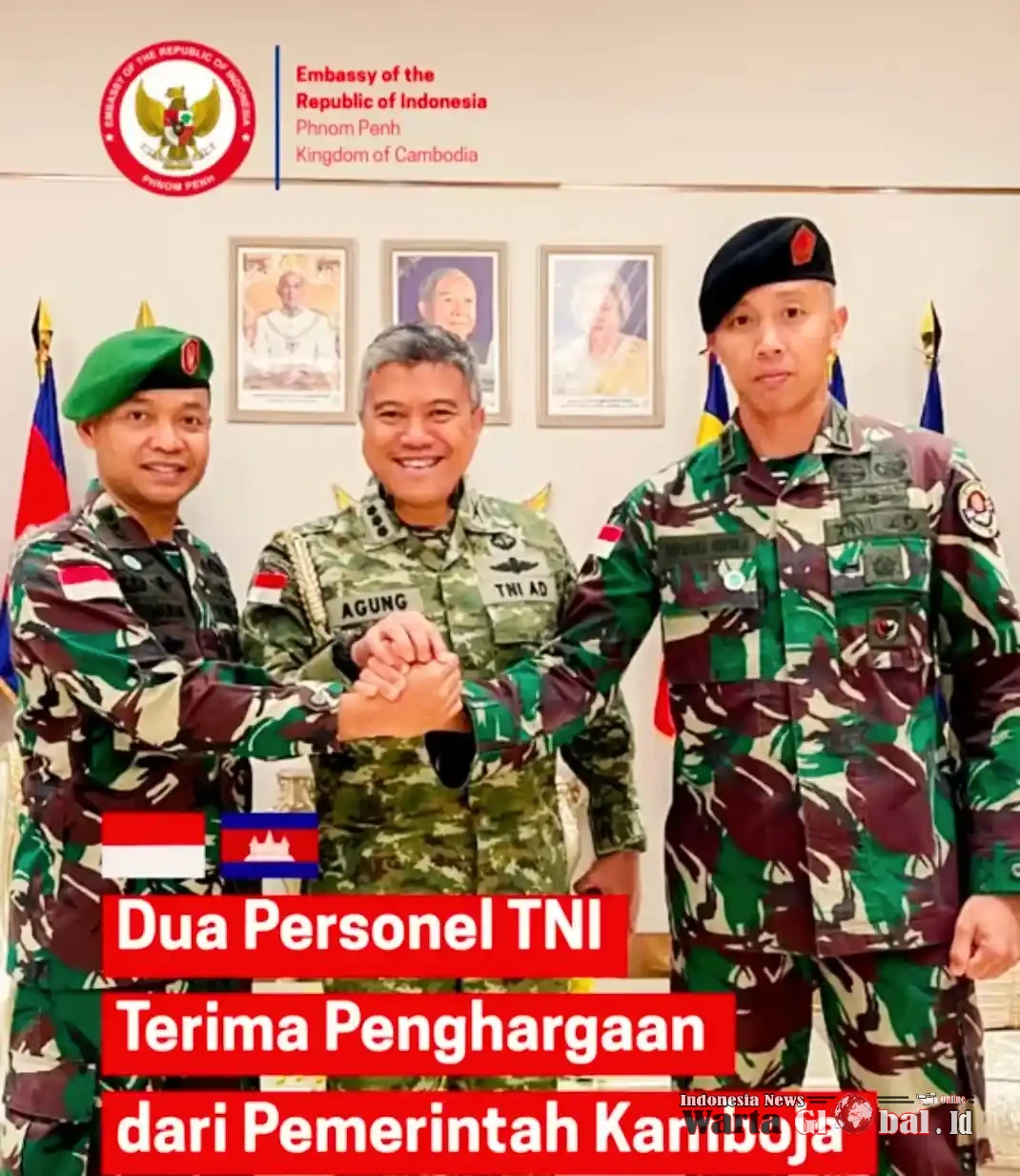 Dua Perwira TNI Raih Penghargaan Tertinggi Kamboja atas Misi Perdamaian ASEAN