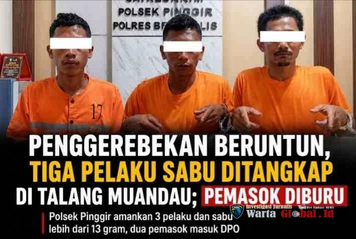 Tiga Pelaku Sabu Ditangkap di Talang Muandau,Desa Tasik Serai Barat,Pemasok Diburu