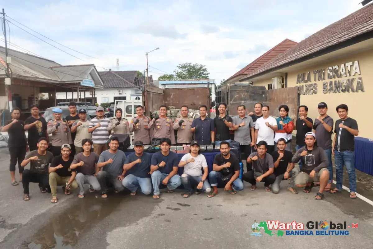 Tidak butuh Waktu Lama Tim Gabungan Polres Bangka, Jatanras Polda Kep. Babel, Opsnal Poles Bangka Barat dan Resintel Polsek Mentok berhasil Ungkap Kasus Pemcurian Balok Timah