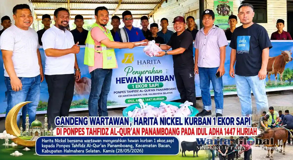 Gandeng Wartawan, Harita Nickel Kurban Dua Ekor Sapi di Ponpes Tahfidz Al-Qur’an Panamboang pada Idul Adha 1447 Hijriah