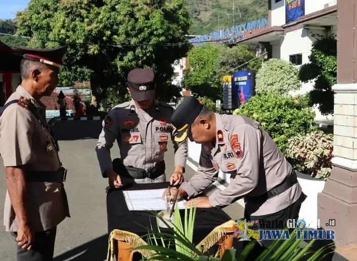 Polres Wonogiri Gelar Upacara Kenaikan Pangkat Pengabdian dan Sertijab Kapolsek Girimarto