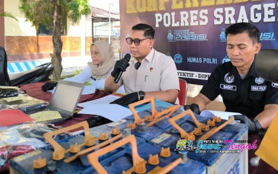 Polres Sragen Bekuk Pencuri Accu Truk Sampah, Tersangka Diancam Hukuman 9 Penjara