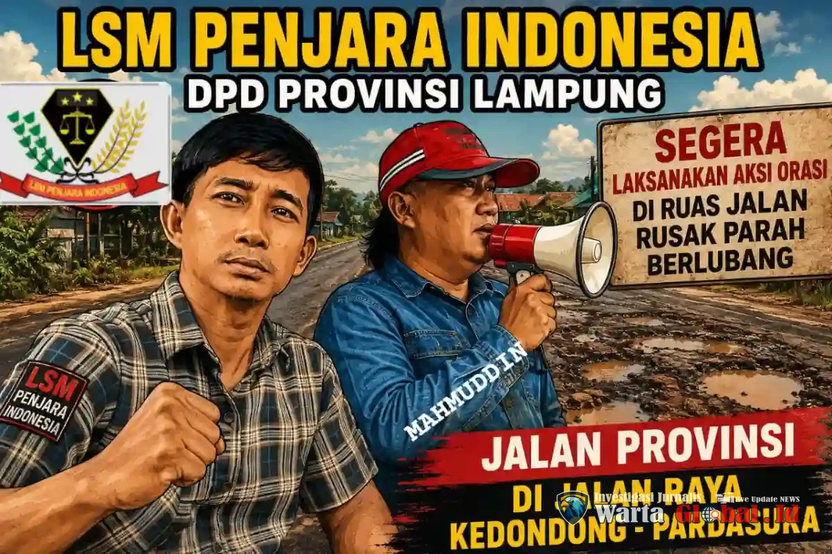 LSM Penjara Indonesia Lampung Siap Gelar Aksi Tuntut Perbaikan Jalan Rusak Kedondong–Pardasuka