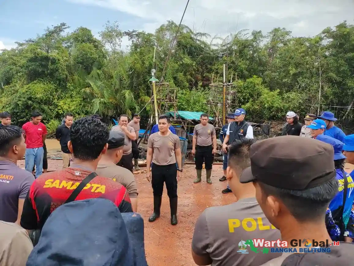 Polres Bangka kembali melaksanakan penertiban aktivitas tambang ilegal di kawasan DAS Jade Bahrain.
