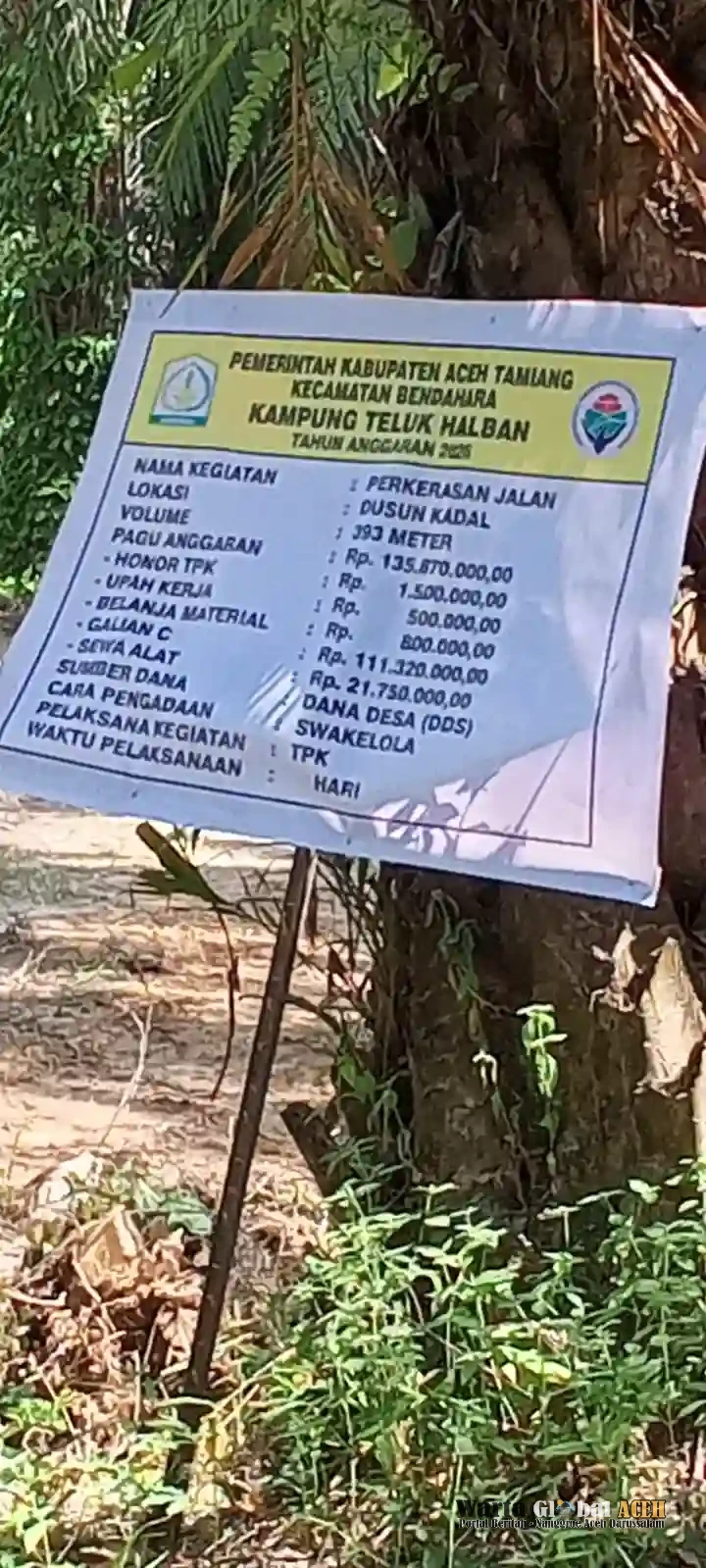Dugaan proyek Add Mendahului Anggaran Kampung Teluk Halban