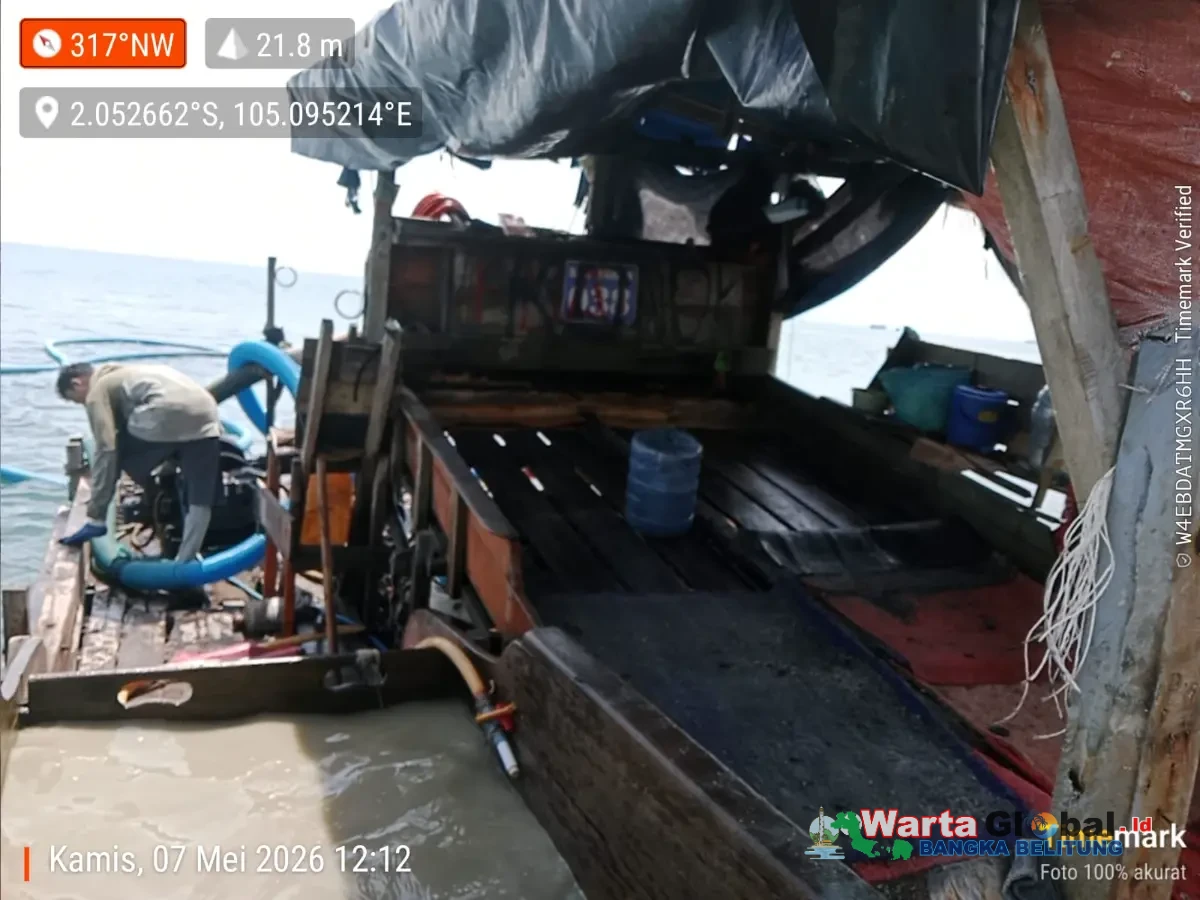 Tambang Ilegal Membandel, Polres Bangka Barat Amankan 6 Ponton Selam dan 19 Pekerja di Perairan Muntok