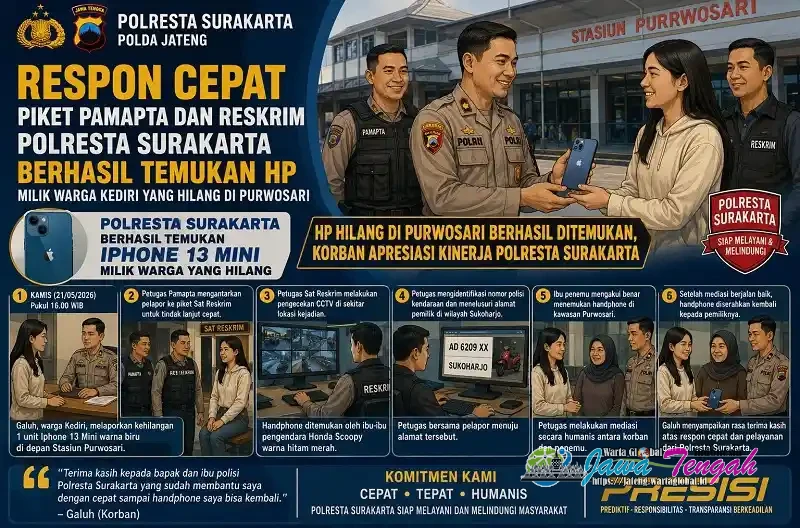 Polresta Surakarta Respon Cepat Temukan iPhone Milik Warga yang Hilang di Purwosari