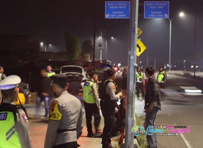Cegah Balap Liar, Polres Pekalongan Kota Kembali Lakukan Penindakan di Jalur Exit Tol Setono Kota Pekalongan