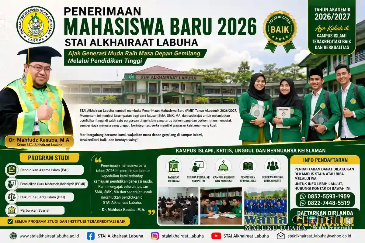 Penerimaan Mahasiswa Baru 2026, STAI Alkhairaat Labuha Ajak Generasi Muda Raih Masa Depan Gemilang Melalui Pendidikan Tinggi