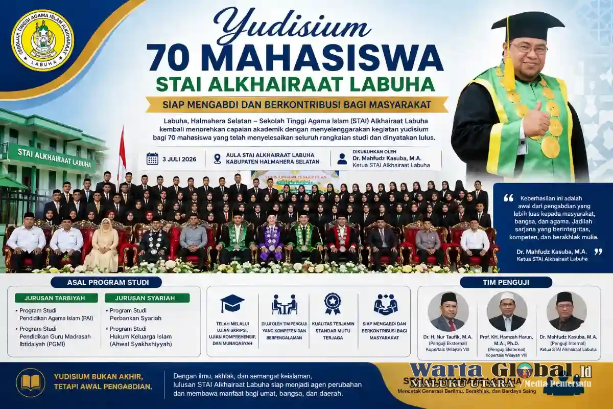 Yudisium 70 Mahasiswa STAI Alkhairaat Labuha, Siap Mengabdi dan Berkontribusi bagi Masyarakat