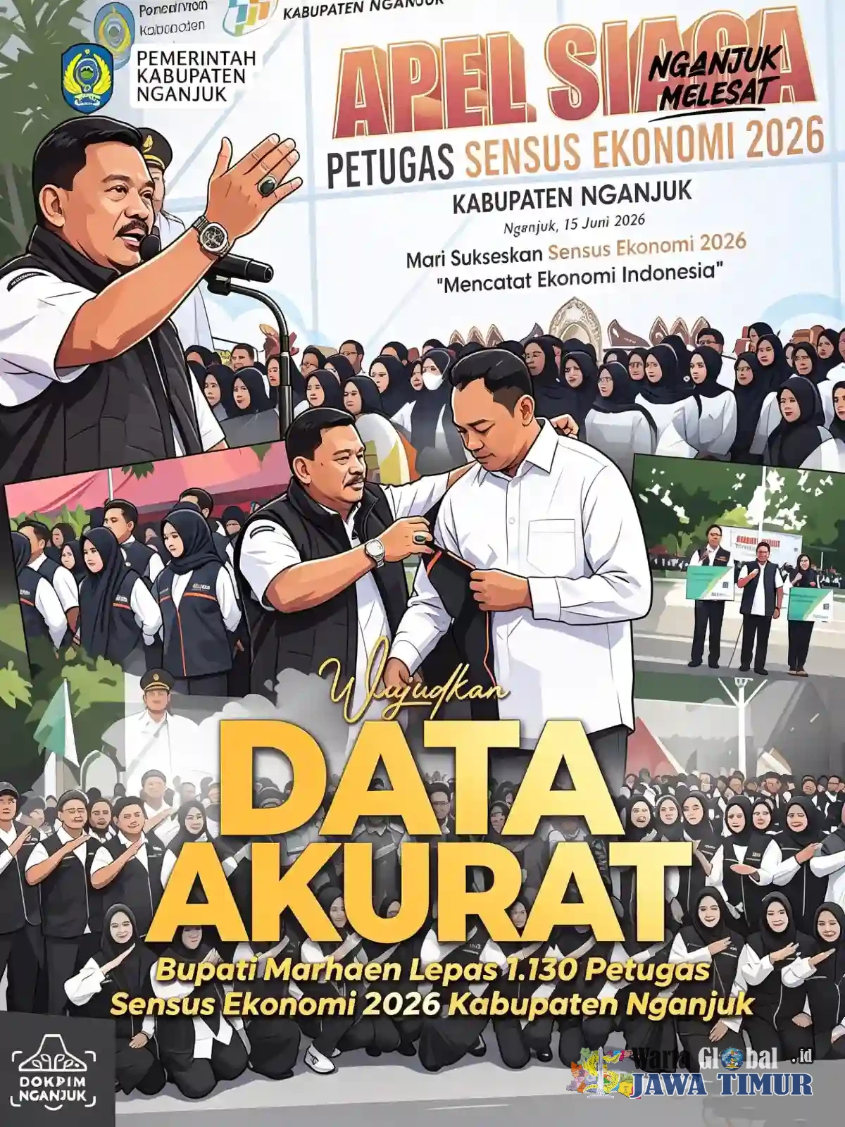 Sensus Ekonomi 2026, Fondasi Kokoh Pembangunan Satu Dekade ke Depan, Nganjuk Lepas 1.130 Petugas Pencacah