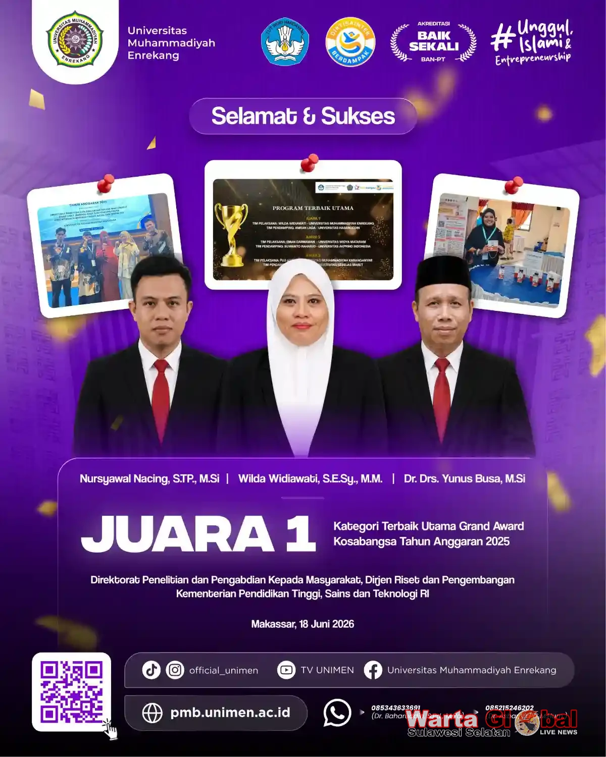 Tiga Dosen UNIMEN Raih Juara 1 Nasional Grand Award Kosabangsa 2025