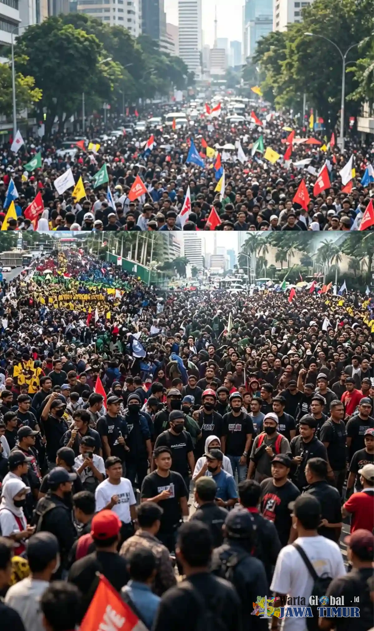 Mahasiswa UI Berkaos Hitam Gelap Saat Demo Reformasi Jilid 2, "Indonesia Menuju Kegelapan"