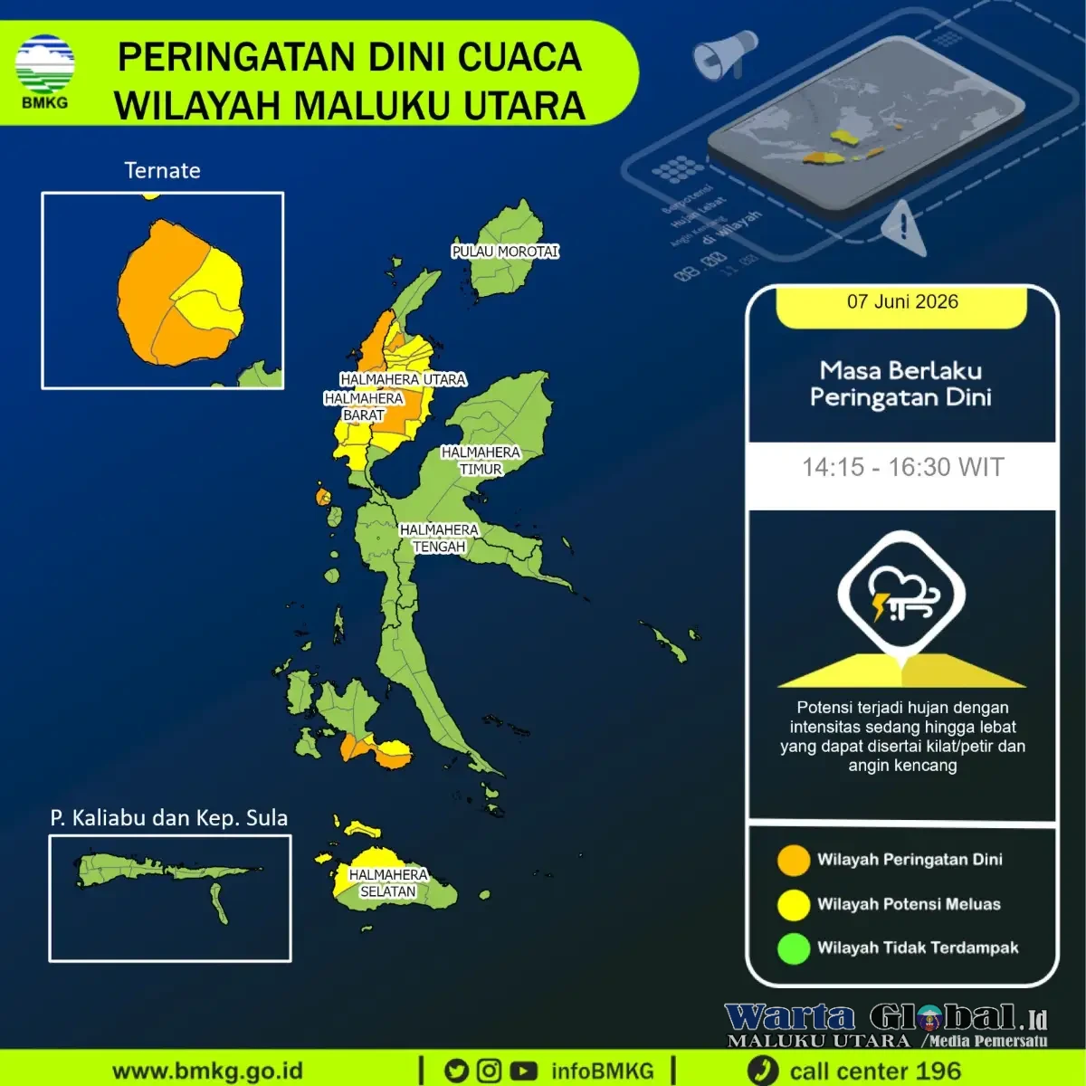 BMKG Keluarkan Peringatan Dini Cuaca untuk Maluku Utara, Warga Diminta Waspada Hujan Lebat dan Angin Kencang.