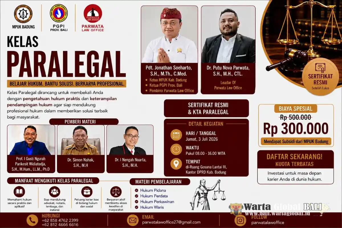 Bukan Sekadar Kelas Biasa! Tiga “Suhu” Hukum Siap Bikin Peserta Melek Hukum di Kelas Paralegal 2026